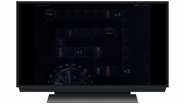 Review ANYTHING board game on a classroom screen, with a spinner and game pieces moving around the board.